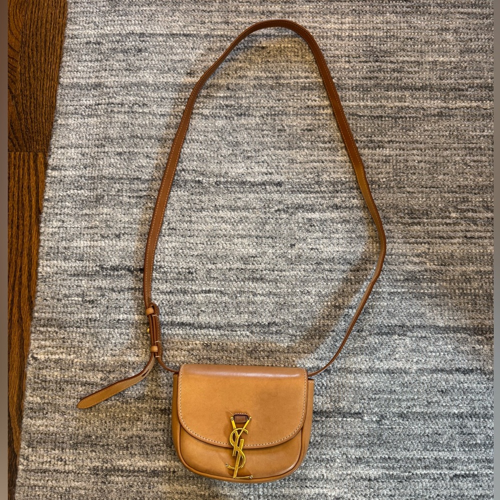 Yves Saint Laurent Small Kaia Tan Leather Crossbody bag.